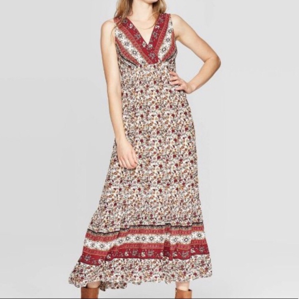 Knox Rose Floral Boho Sleeveless Maxi Dress Small
